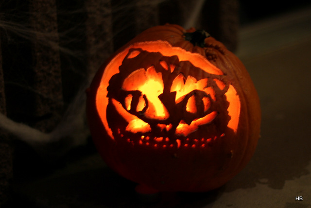 Casi's first Jack-o'-lantern ever!